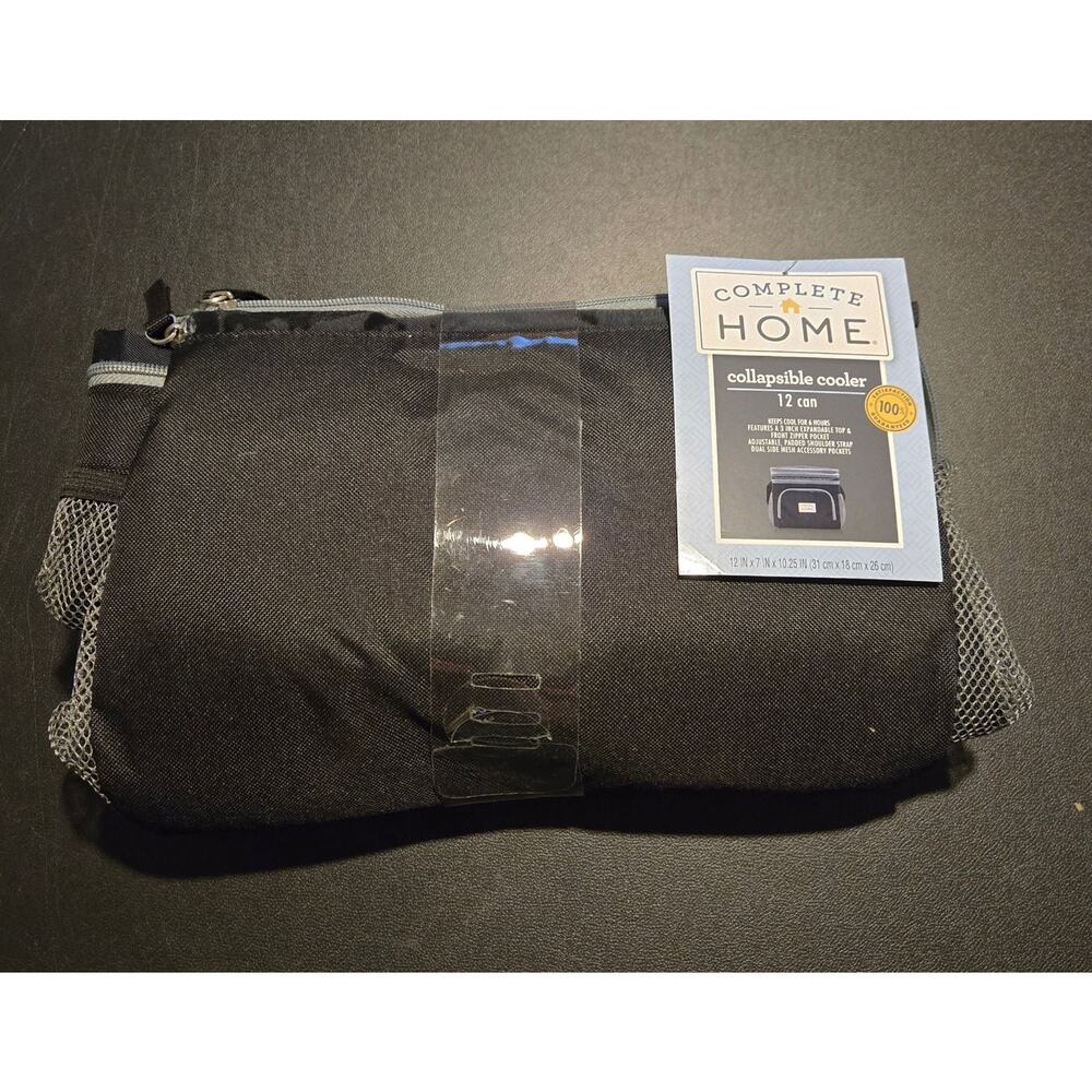 Complete Home Collapsible Cooler 12 Can Portable Insulated Lunch Bag Black